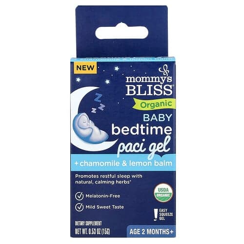 Mommy's Bliss, Gel organic Paci pentru culcare pentru bebeluși, vârsta de 2 luni+, 0,53 oz (15 g)