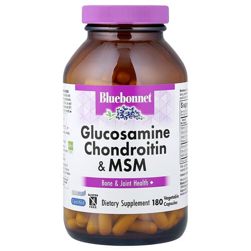 Bluebonnet Nutrition, Glucozamină, condroitină și MSM, 180 capsule vegetale