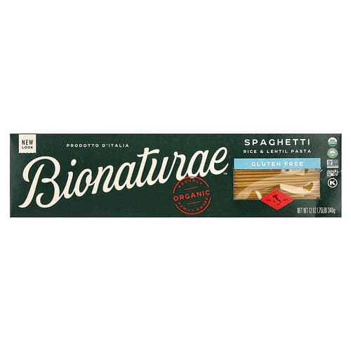 Bionaturae, Gluten Free Rice & Lentil Pasta, Spaghetti, 12 oz (340 g)
