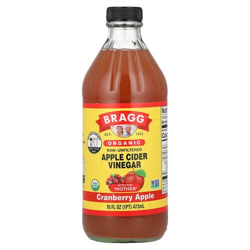 Bragg, Oțet de cidru de mere organic cu „mama”, măr de afine, 16 fl oz (473 ml)