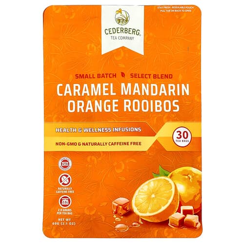 Cederberg Tea Co, Rooibos cu caramel și mandarină, fără cafeină, 30 de pliculețe de ceai, 60 g