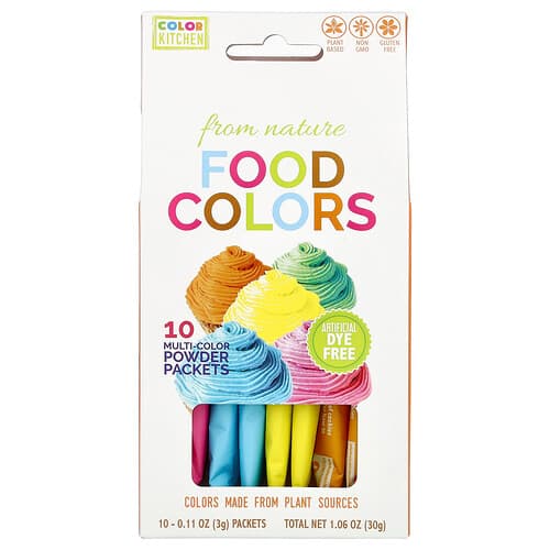 ColorKitchen, Coloranți alimentari din natură, multicolor, 10 pachete de culori, 0,11 oz (3 g) fiecare