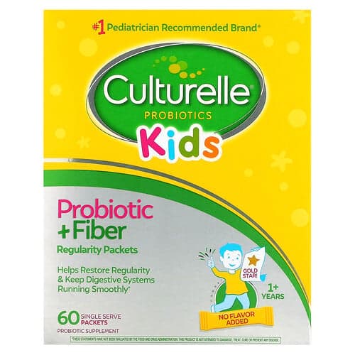 Culturelle, Copii, probiotic + fibre, 1+ an, fără arome, 60 pachete pentru o singură porție