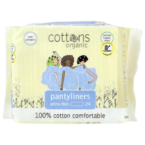 Cottons, 100% bumbac confortabil, căptușeli pentru chiloți, ultra-subțiri, 24 căptușeli