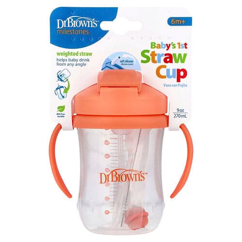 Dr. Brown's, Baby's 1st Straw Cup, 6 Months +, Coral, 9 oz (270 ml)