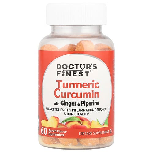 Doctor's Finest, Gume cu curcumă și turmeric, ghimbir și piperină, piersică, 60 de gume