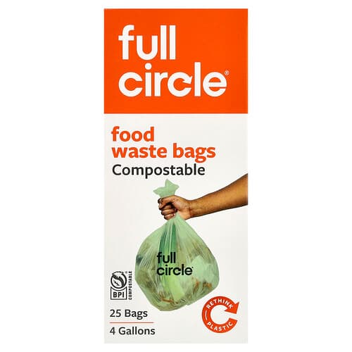 Full Circle, Saci pentru resturi alimentare, compostabili, 25 de saci