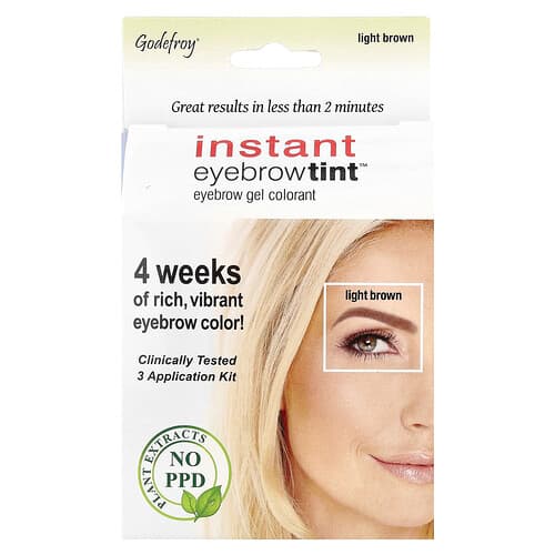 Godefroy, Instant Eyebrow Tint™, Light Brown, 3 Application Kit