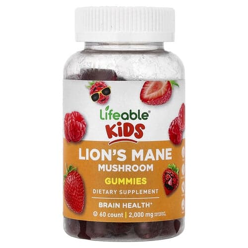 Lifeable, Kids, Lion's Mane Mushroom Gummies, Berry, 60 Gummies, (100 mg per Gummy)