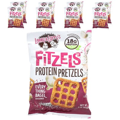 Lenny & Larry's, Fitzels™, Covrigei cu proteine, Everything Bagel, 8 pachete, 3 oz (85 g) fiecare