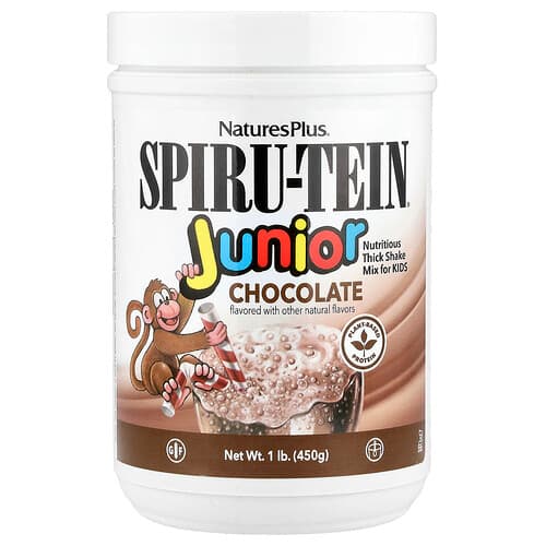 NaturesPlus, Spiru-Tein® Junior, amestec nutritiv Thick Shake pentru copii, ciocolată, 450 g