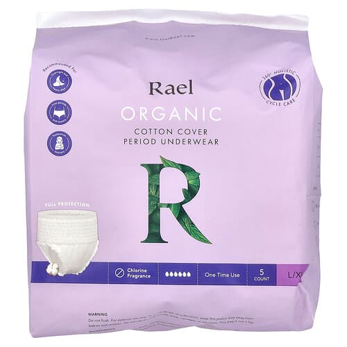 Rael, Lenjerie de corp pentru perioada din bumbac organic, L/XL, 5 bucăți