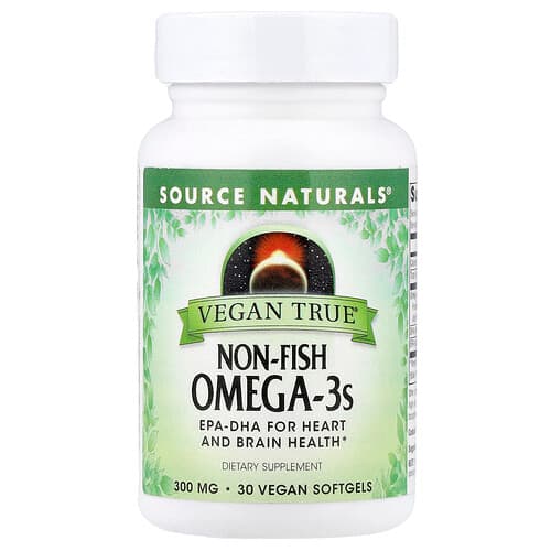 Source Naturals, Vegan True, Omega-3 fără pește, 300 mg, 30 capsule moi vegane