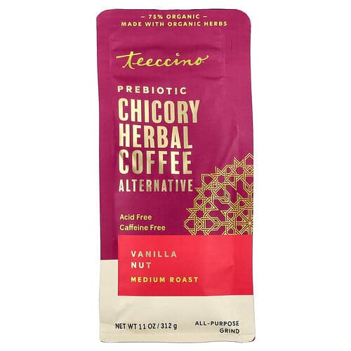Teeccino, alternativă la cafea pe bază de plante și prebiotice la cicoare, vanilie, prăjire medie, fără cofeină, 312 g