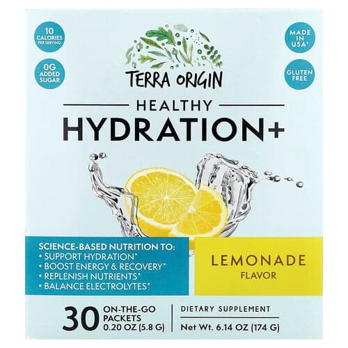 Terra Origin, Hidratare sănătoasă, limonada, 30 pachete pentru mers, 0,20 oz (5,8 g) fiecare
