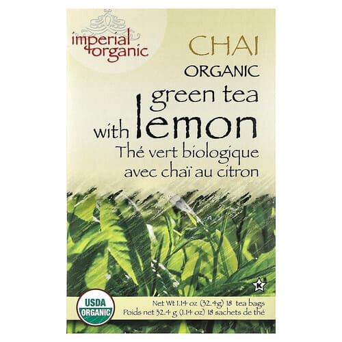 Uncle Lee's Tea, Imperial Organic, ceai verde cu chai de lămâie, 18 pliculețe de ceai, 32,4 g (1,14 oz)