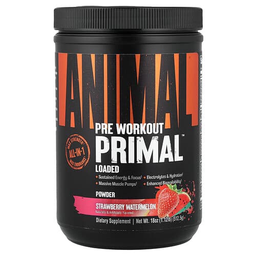 Animal, Pudră Primal pentru antrenament, pepene verde cu căpșuni, 17,9 oz (507,5 g)