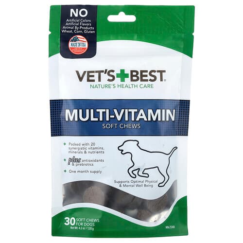 Vet's Best, Produse de mestecat moi cu multivitamine, pentru câini, toate mărimile, 30 de alimente moi, 120 g (4,2 oz)