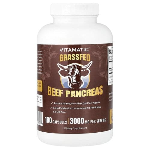 Vitamatic, Pancreas de vită hrănită cu iarbă, 180 de capsule (500 mg per capsulă)