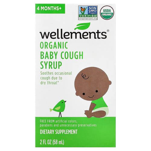 Wellements, Organic Baby Cough Syrup, 4 Months+, 2 fl oz (58 ml)