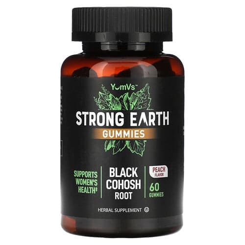 YumVs, Strong Earth Gummies, Black Cohosh Root, Piersici, 60 Gummies