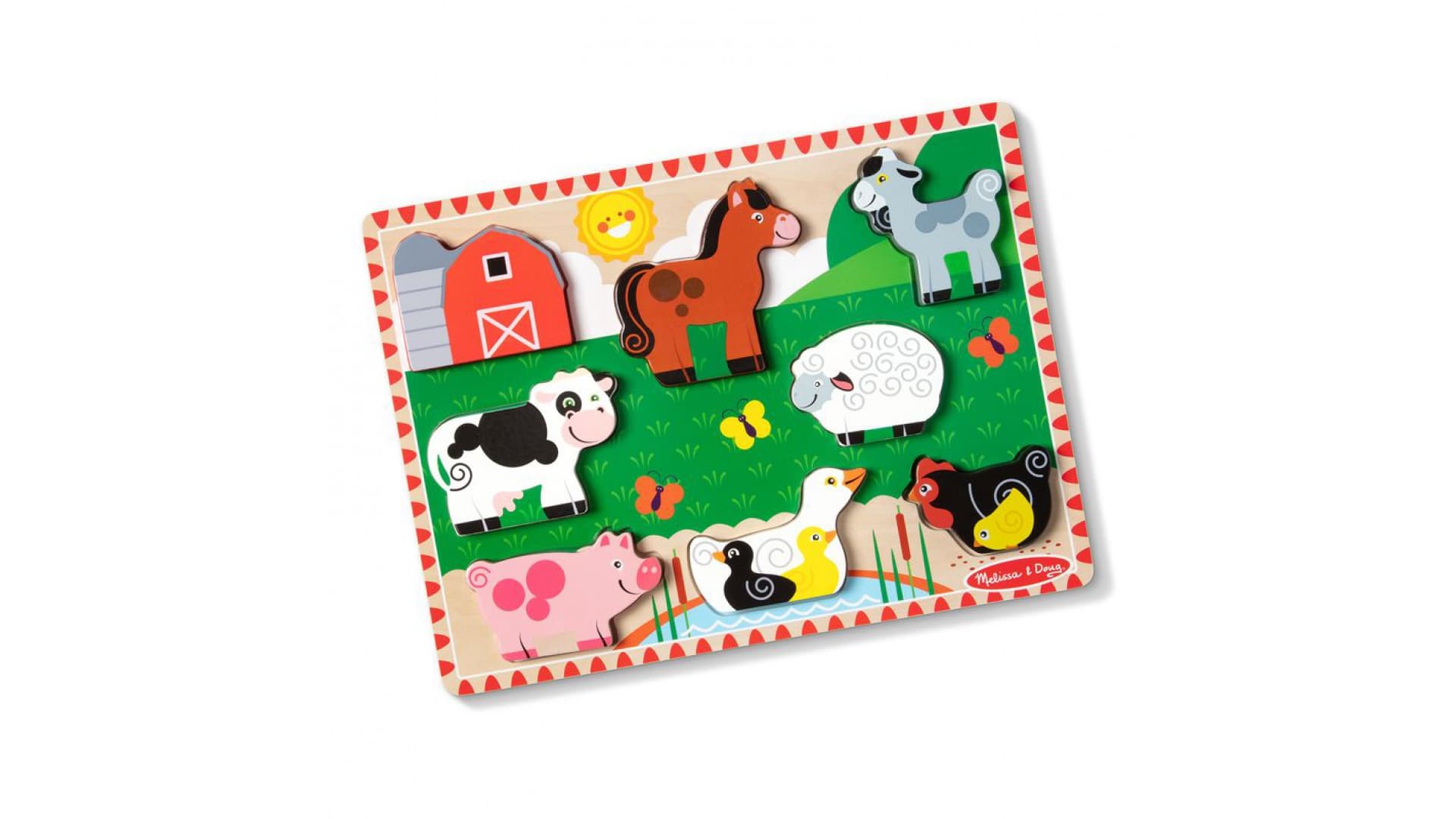 Puzzle din lemn cu animale de fermă de la Melissa & Doug