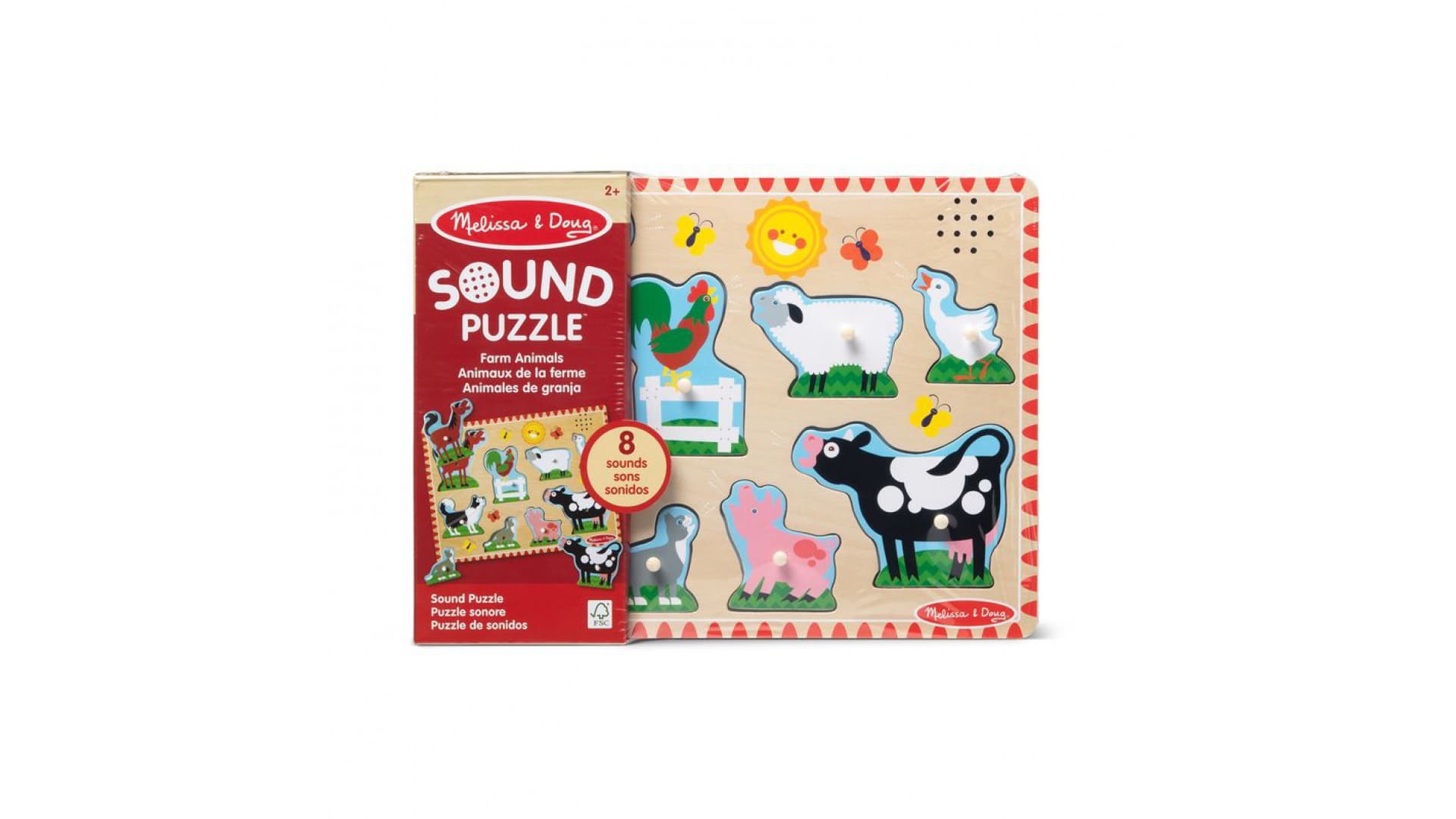 Puzzle din lemn cu efecte sonore animale la fermă Melissa & Doug