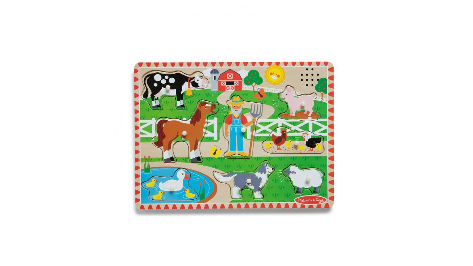 Puzzle din lemn cu efecte sonore Old MacDonald Farm de la Melissa & Doug