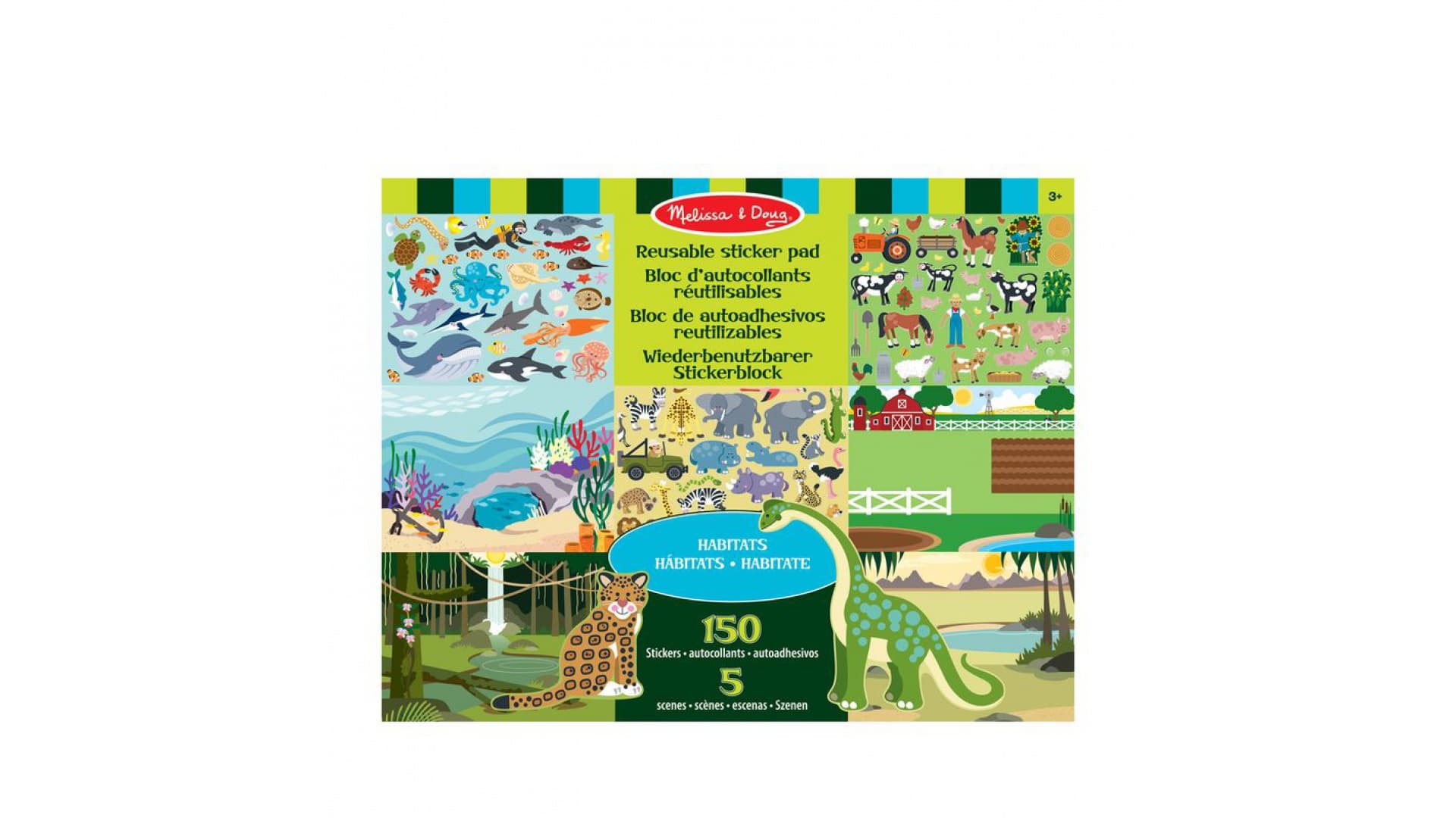 Melissa & Doug abțibilduri reutilizabile cu planșă - lumea animalelor