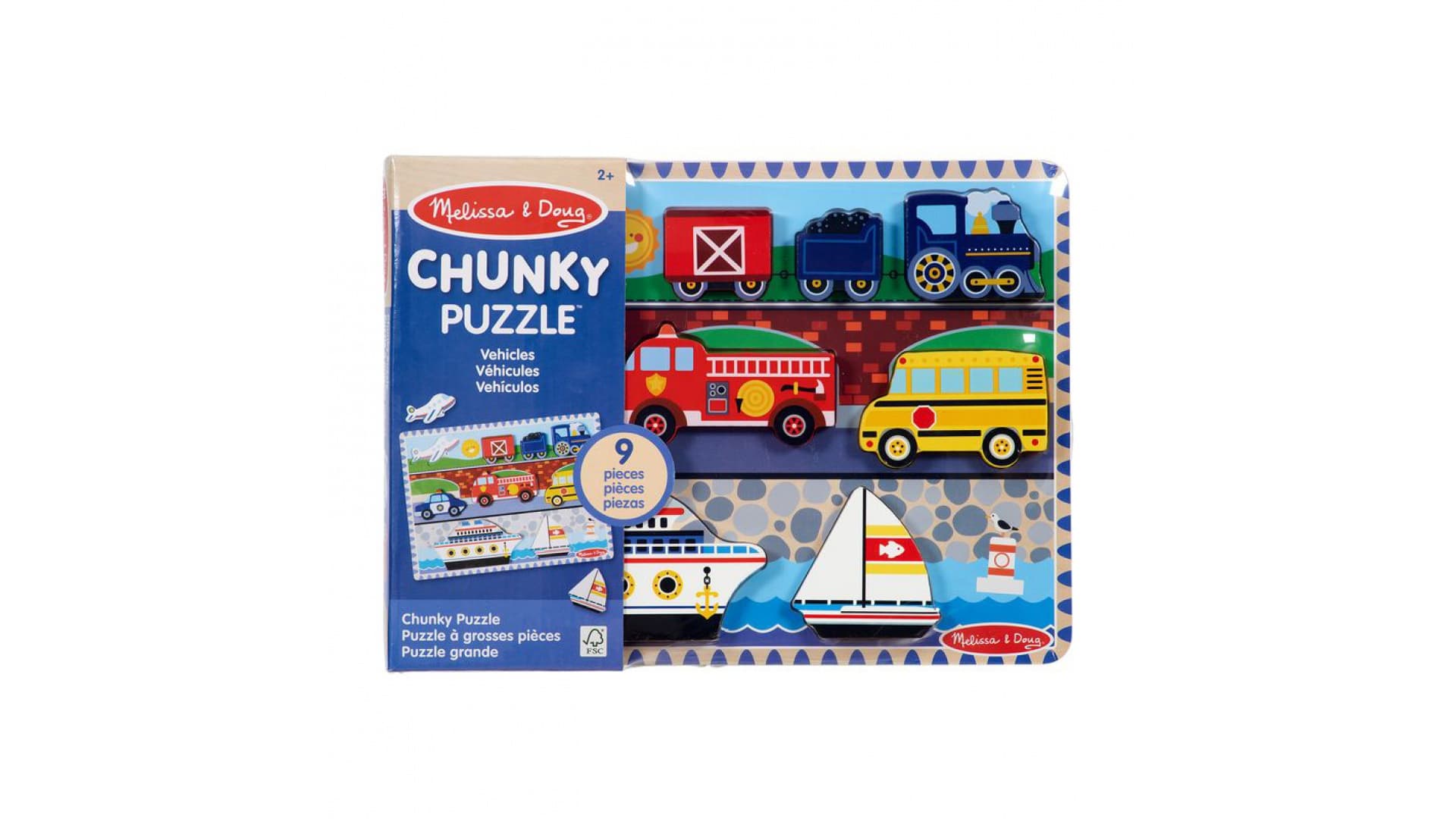 Puzzle din lemn cu mijloace de transport Melissa & Doug
