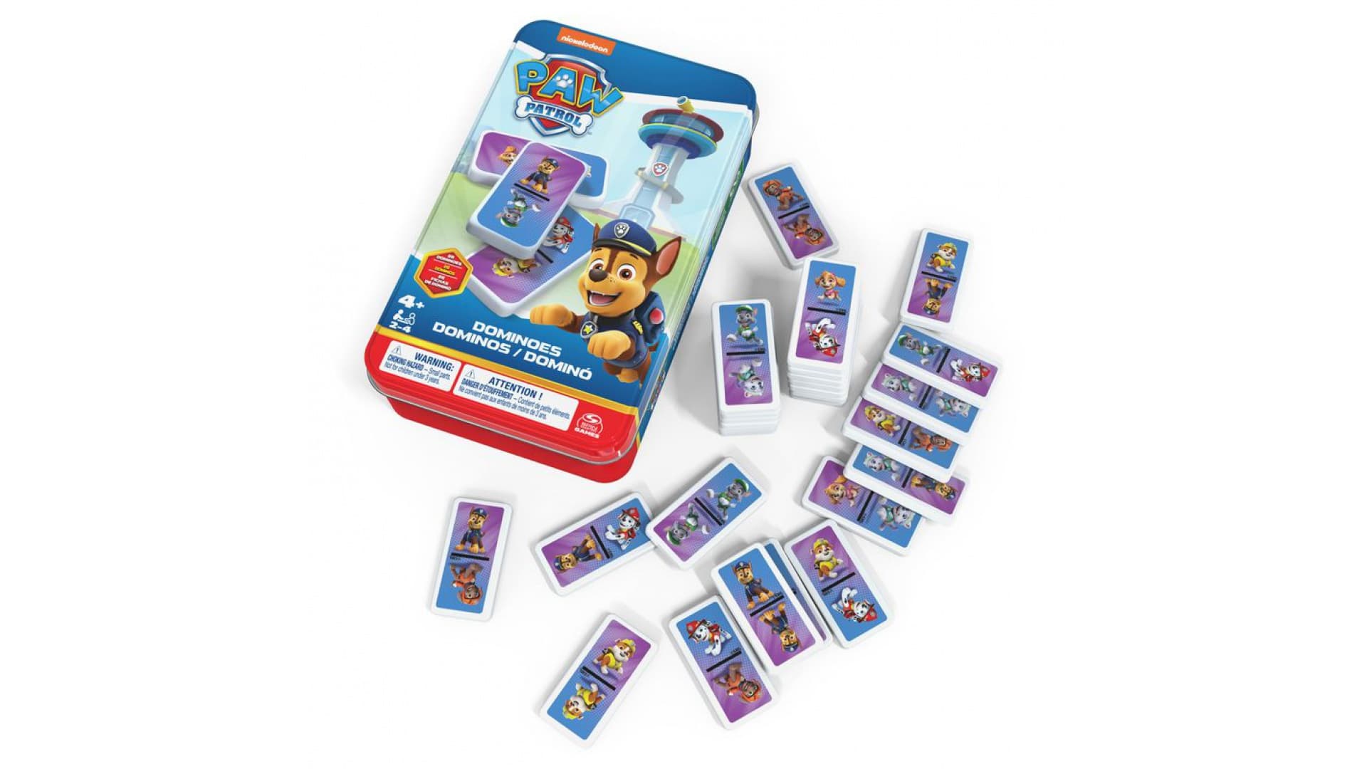Spin Master Games Patrula căţeluşilor domino în cutie de tinichea