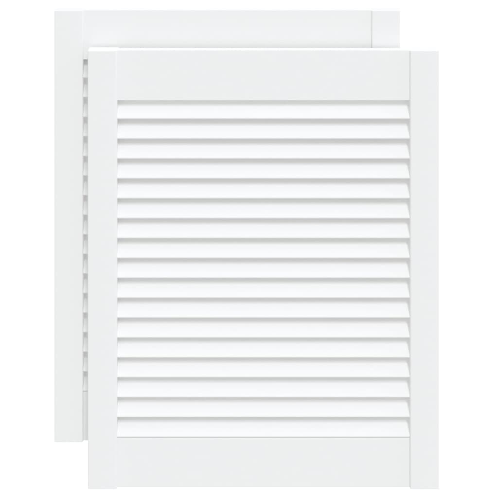 vidaXL Uși dulap design lambriu 2 buc. alb 61,5x49,4 cm lemn masiv pin