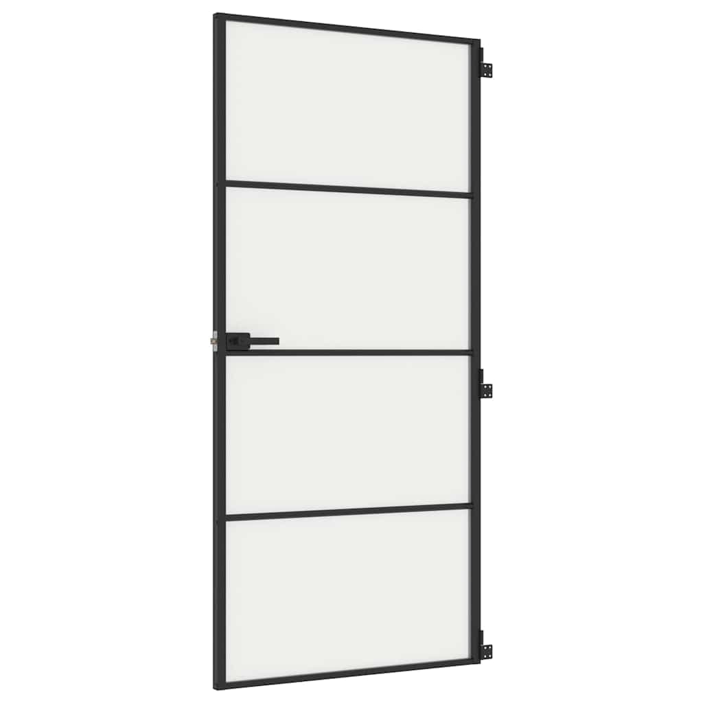 vidaXL Ușă de interior negru 93x201,5 cm sticlă securiz./aluminiu slim