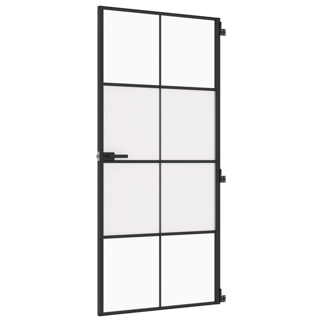 vidaXL Ușă de interior negru 93x201,5 cm sticlă securiz./aluminiu slim