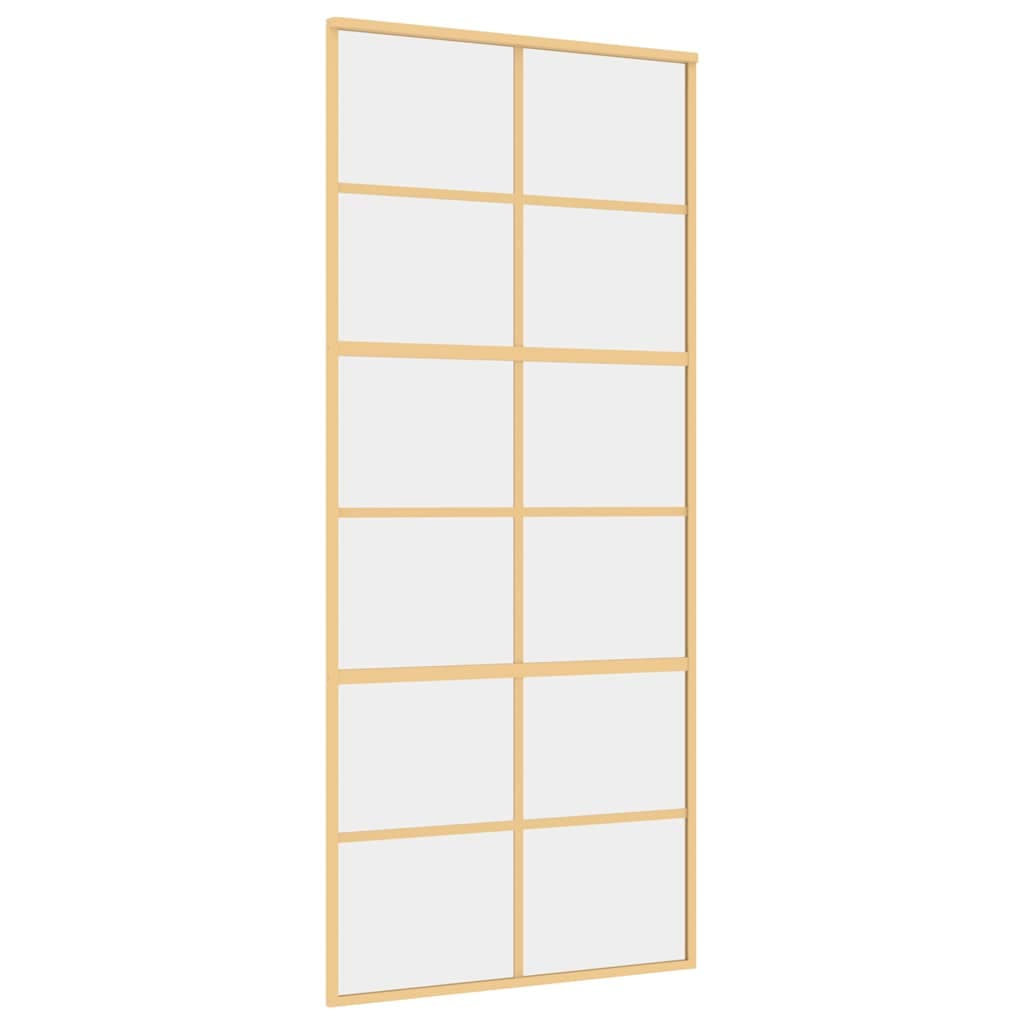 vidaXL Ușă glisantă, auriu, 90x205 cm, sticlă ESG mată și aluminiu