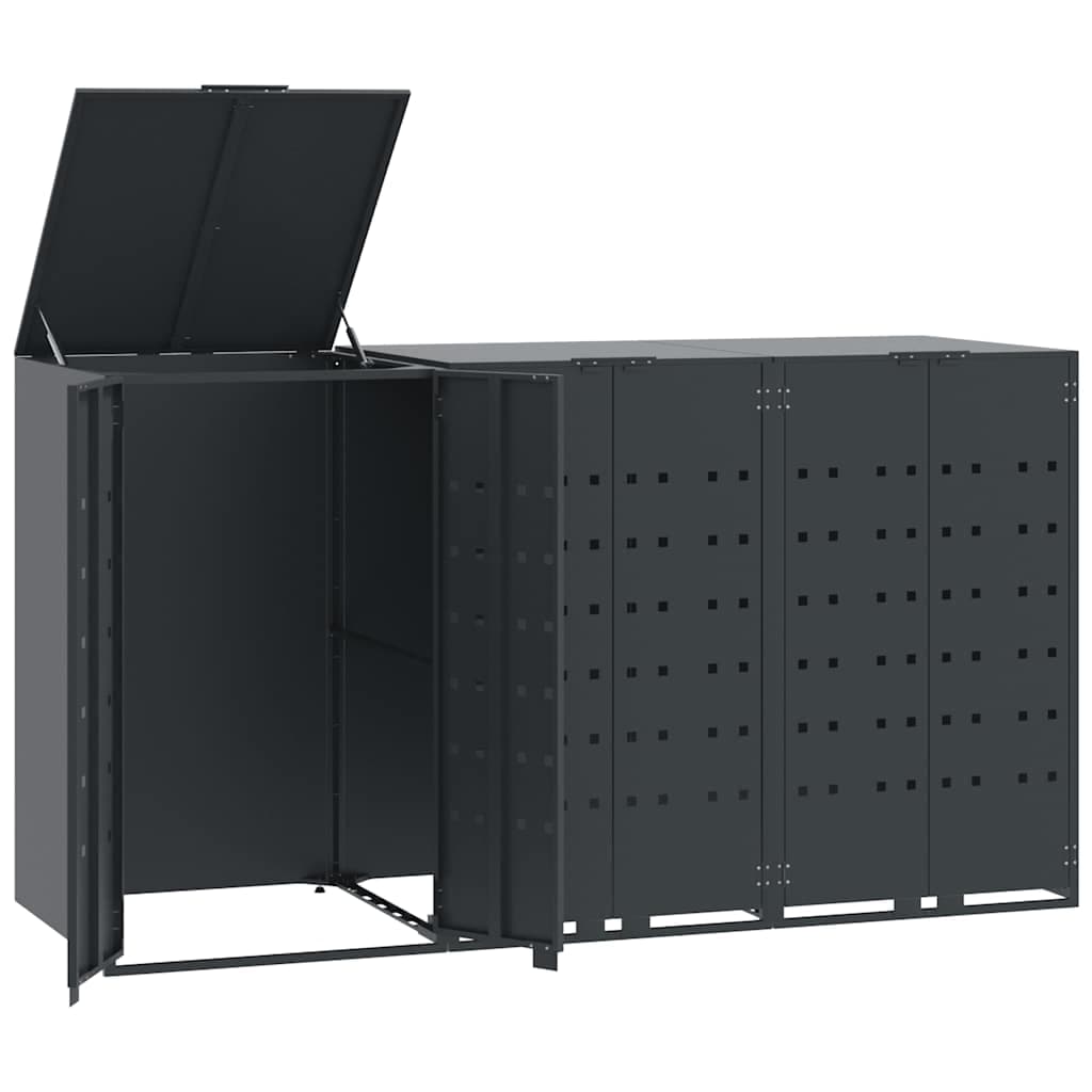 vidaXL Depozitare coș gunoi roți 3 coșuri antracit 207x79x117 cm oțel