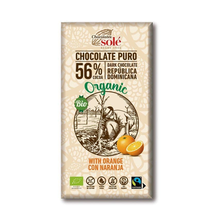 Chocolates Solé - 56% bio ciocolată cu portocală