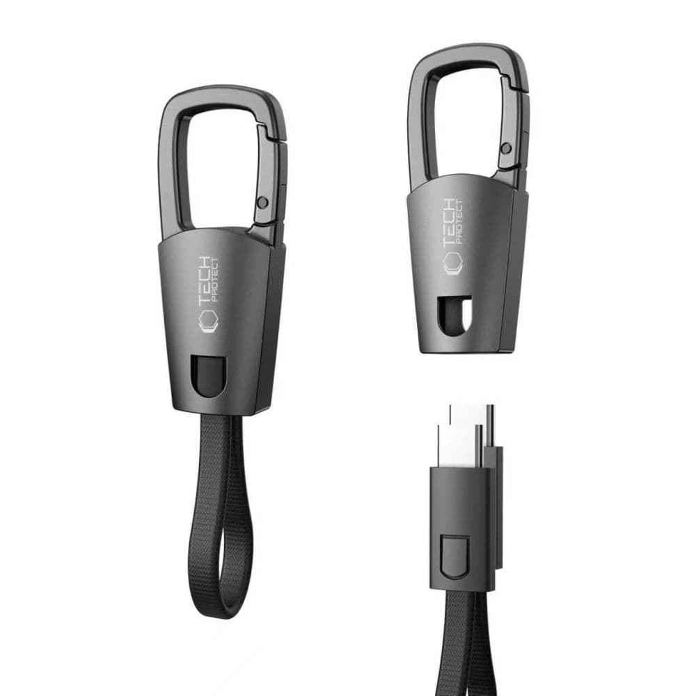 Cablu TECH-PROTECT ULTRABOOST DNA KEYCHAIN cu breloc 60W IRON GREY