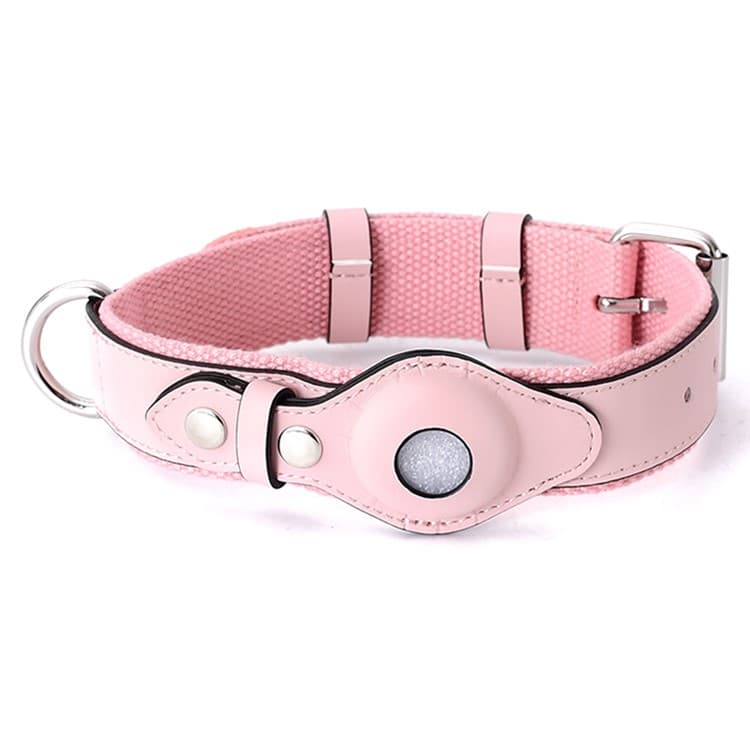 PROTEMIO PET GUARD Zgardă de piele cu carcasă pentru Apple AirTag DIMENSIUNE: M - roz