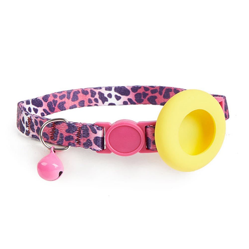 PROTEMIO JINGLY PAW Zgardă cu clopoțel și suport pentru Apple AirTag LEOPARD PRINT