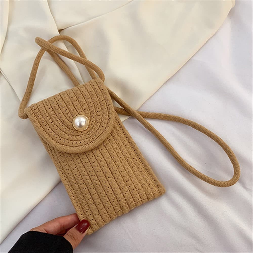 SOLARI Geantă crossbody de vară pentru telefon BROWN