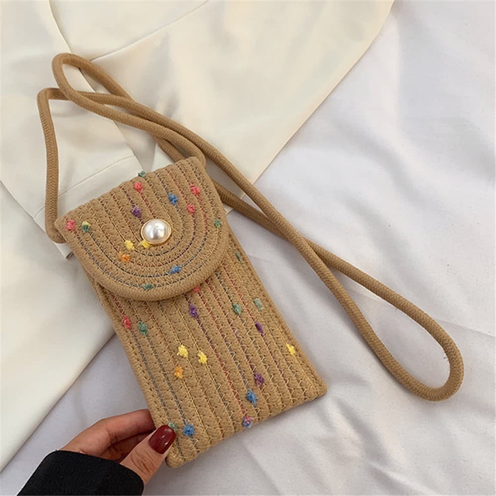 SOLARI Geantă crossbody de vară pentru telefon RAINBOW BROWN