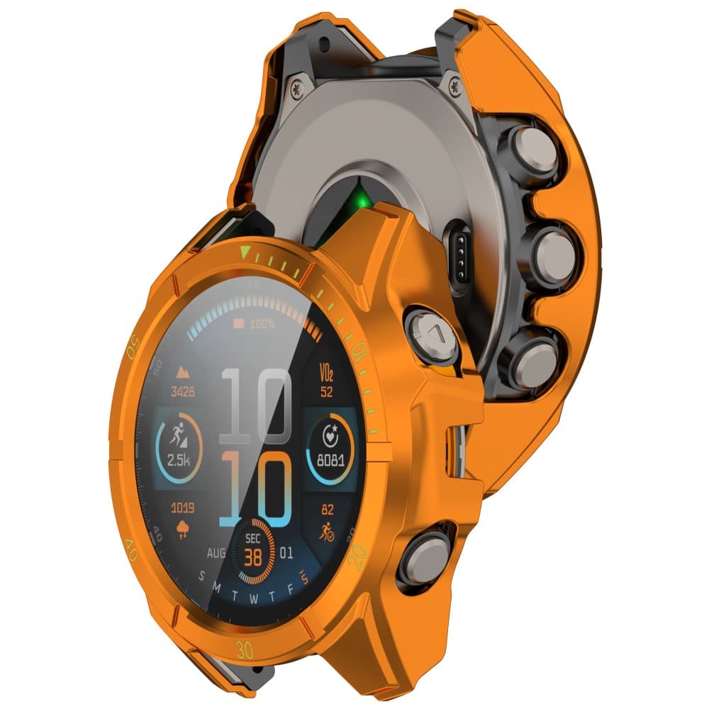 PC FULL COVER Carcasă plastic cu sticlă pentru Garmin Tactix 8 47mm PORTOCALIU
