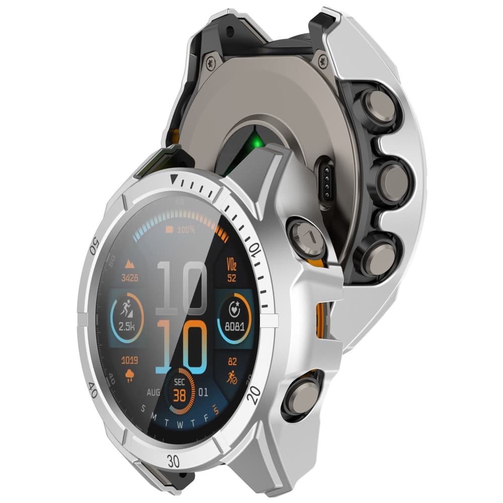PC FULL COVER Carcasă plastică cu sticlă pentru Garmin Tactix 8 47mm SILVER