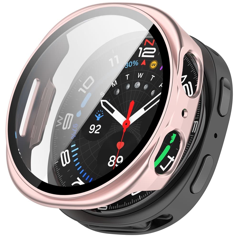 PC FULL COVER Carcasă de plastic cu sticlă pentru Samsung Galaxy Watch8 44mm roz metalizat