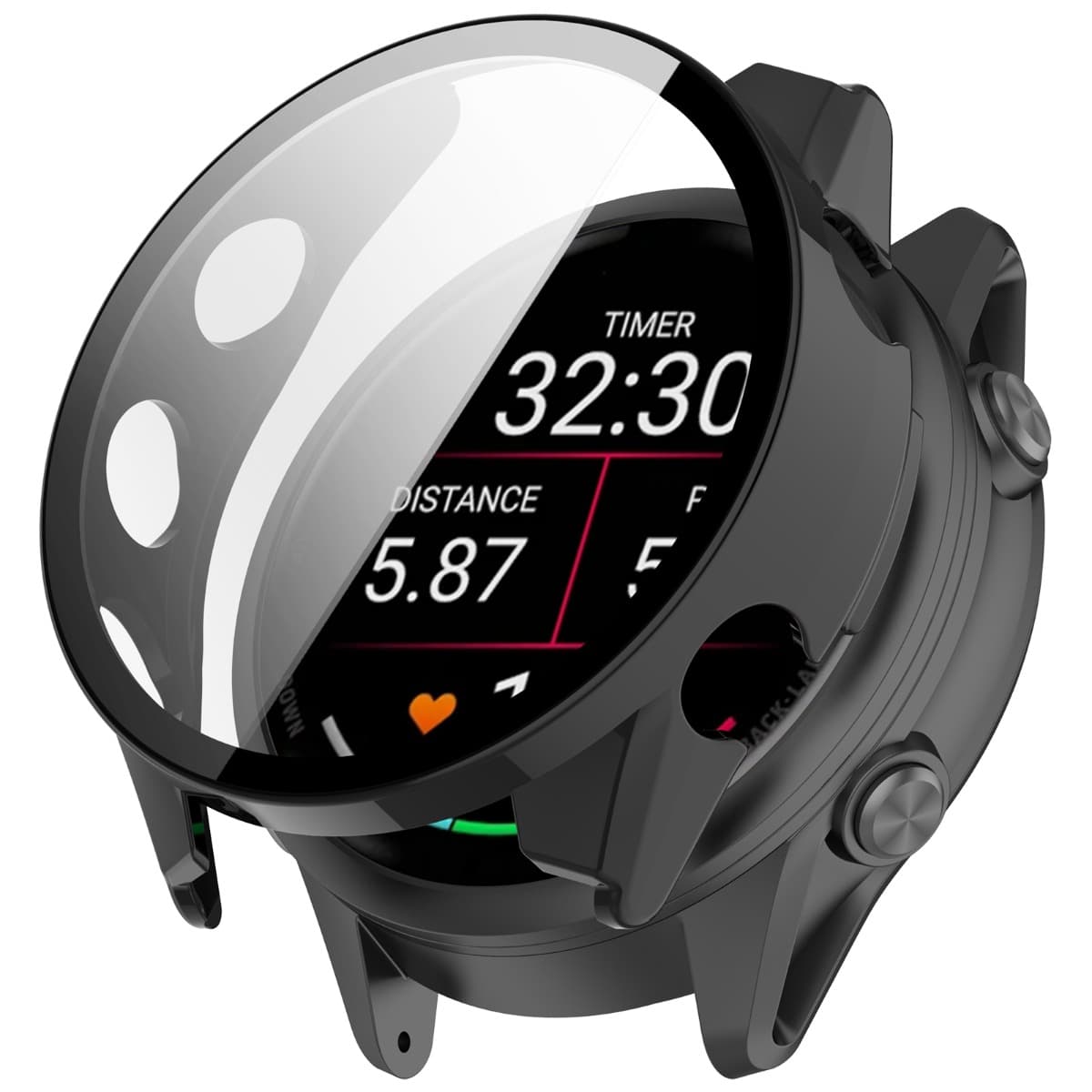 PC FULL COVER Husă de plastic cu sticlă pentru Garmin Forerunner 570 47mm negru