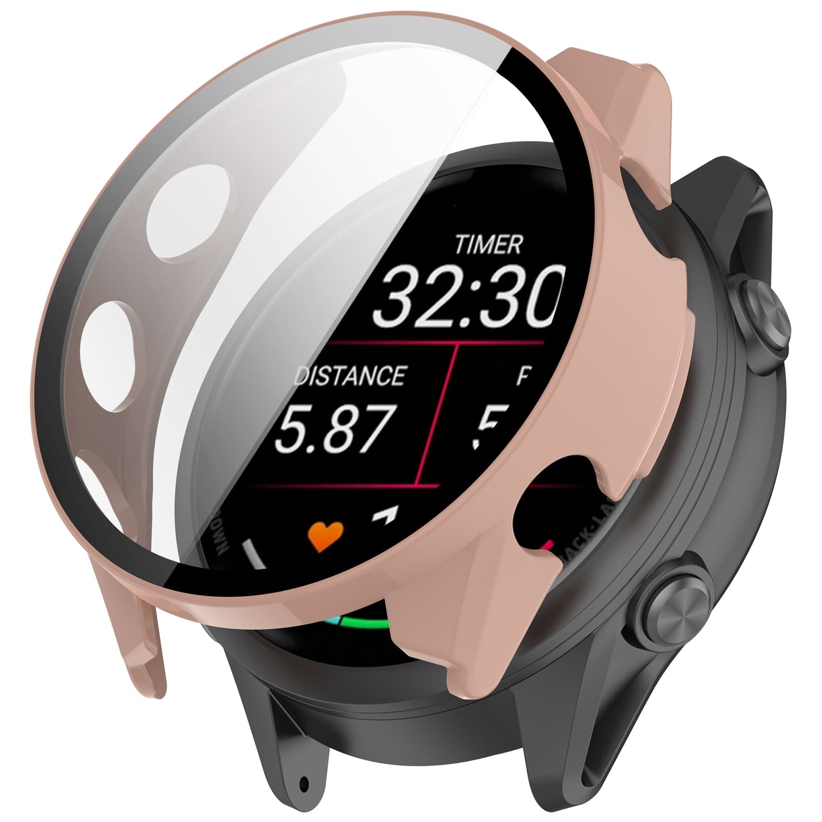PC FULL COVER Carcasă plastică cu sticlă pentru Garmin Forerunner 570 42mm roz