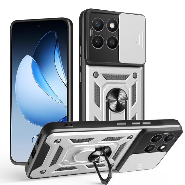 RING CAMERA Capac cu suport pentru Honor X8c argintiu