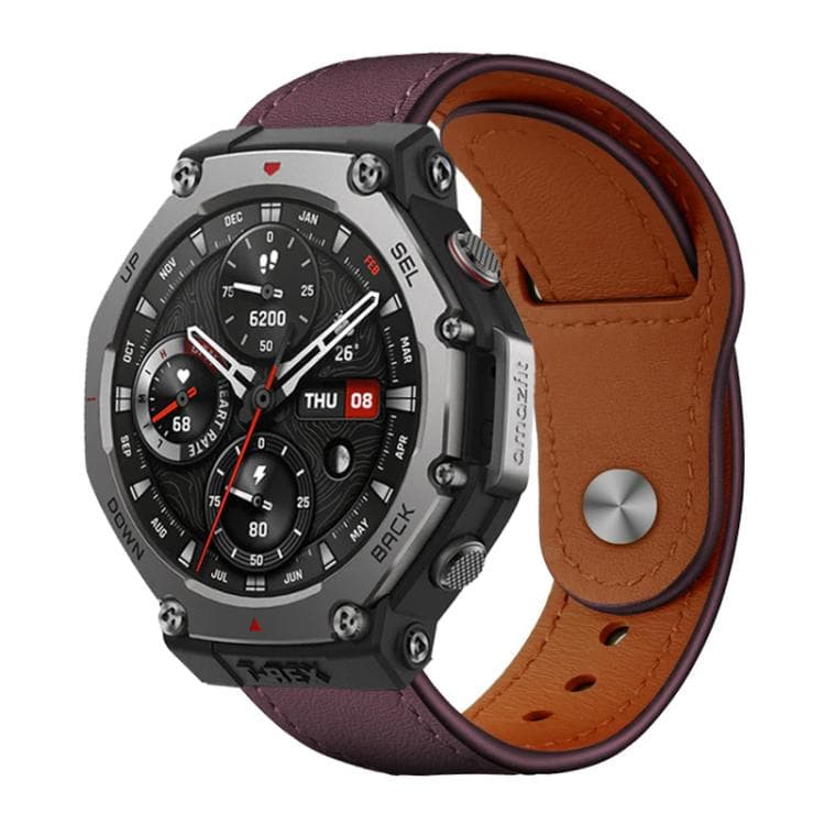 xDfind LEATHER Curea din piele pentru Amazfit T-Rex 3 JUJUBE RED
