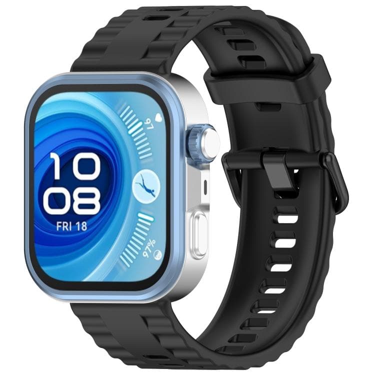 Curea din silicon RIBBED pentru Huawei Watch Fit 4 / Fit 4 Pro / Fit 5 / Fit 5 Pro negru